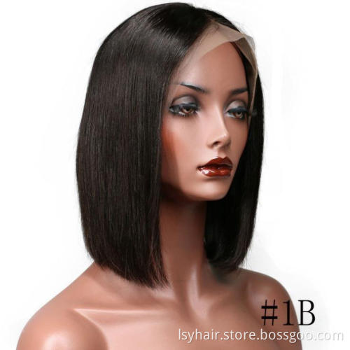 4 Colors Available Middle Part Bob Wigs 100% Human Hair Lace Frontal Weave And Wigs, Bleached Knots 13x4 Front Lace Wig